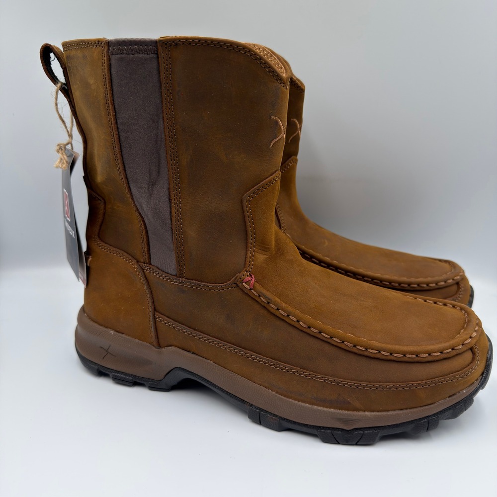 Twisted X Mens Hiker Boots Distressed Saddle Brown Leather Moc Toe MHKB003 8M